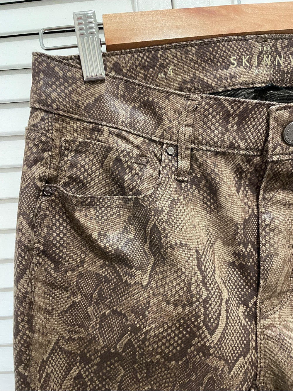 White House Black Market Brown Snake-Print Skinny Pants - Picture 3 of 9